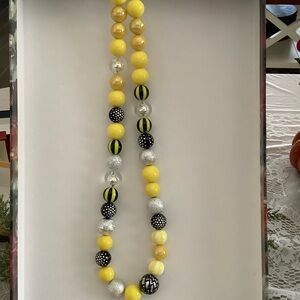 12” Yellow and Black Beaded Necklace